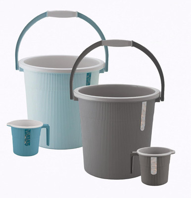 Liza Newton Plastic Bucket 20 L with Mug 1 L Set of 2 20 L Plastic Bucket(Blue, Grey)
