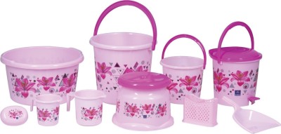 shivay Bathroom Set 10 Pieces Heavy Duty, Large Capacity 20 L Plastic Bucket(Pink)