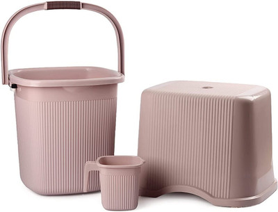 NAYASA + Mug + Stool Set 25 L Plastic Bucket(Beige)