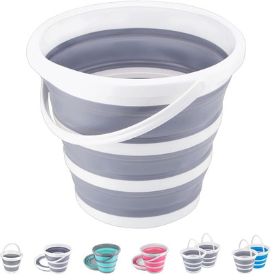 DC CREATION Portable Foldable Silicone Bucket 10 L Silicone Bucket(Multicolor)