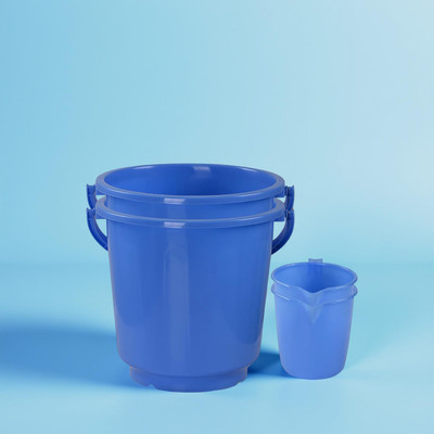 EdaShreeRadha Bucket and Mug for Bathroom | Bucket 10 litre & Mug 1500 ml | 10 L Plastic Bucket(Blue)