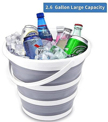 JAMUNESH TRENT multipuropse Daily Use Round Shape loor Cleaning Foldable Bucket 10 L Silicone Bucket(Multicolor)