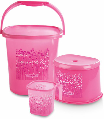 NAYASA Funk Square 3 Pcs Bath Set | BKT 25 L + Mug 1.5 L + Stool 508 |Sturdy & Durable| 25 L Plastic Bucket(Pink) NAYASA Funk Square 3 Pcs Bath Set | BKT 25 L + Mug 1.5 L + Stool 508 |Sturdy & Durable| 25 L Plastic Bucket(Pink)