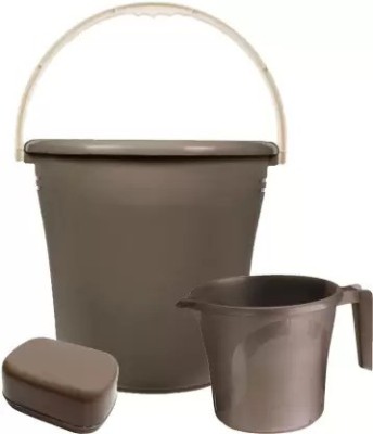 SIDDHESHWAR TRADING New Standard Quality Plastic Frosty Bucket (20 L) & Mug (1.5 L) & Soap Case 20 L Plastic Bucket(Brown)