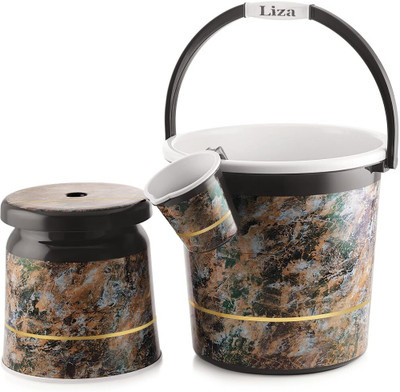 Liza Orry 3 Piece Jumbo Bathroom Essential Set for Home,Kitchen & Bathroom Set 25 L Plastic Bucket(Multicolor)