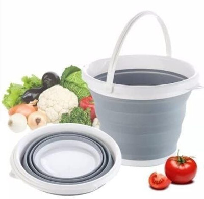 NSUSU Silicone folding Bucket-C 10 L Silicone Bucket(Grey)