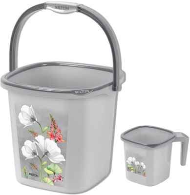 MILTON Swish Bucket with matching mug 18 L Plastic Bucket(Grey)