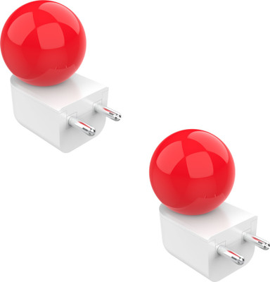 Fybros 0.5 W Basic Decorative Plug & Play, 2 Pin Night Bulb(Red, Pack of 2)