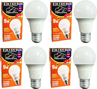 WolkomHome 9 W Basic Globe E27 LED Bulb(Multicolor, Pack of 4)