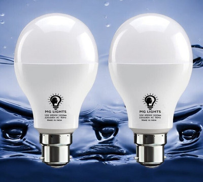 mg lights 12 W Basic Round B22 LED Bulb(White, Pack of 2)