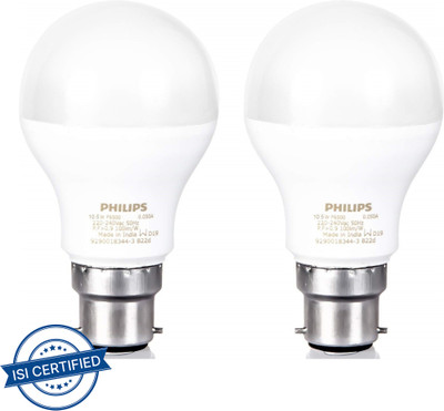PHILIPS 10.5 W Basic Standard B22 LED Bulb(White, Pack of 2)