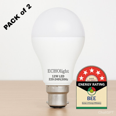 ECHOlight 12 W Basic Round B22 LED Bulb(White, Pack of 2)