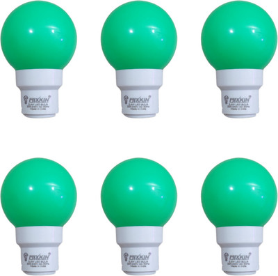Mixkin 0.5 W Basic Round B22 Night Bulb(Green, Pack of 6)