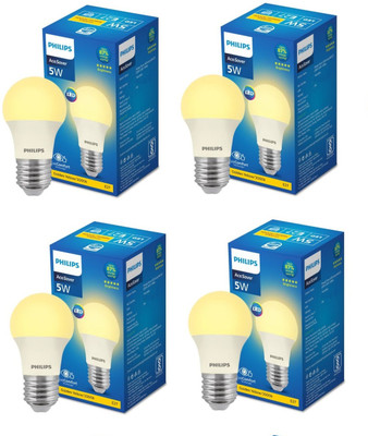 PHILIPS 5 W Basic Round E27 LED Bulb(Yellow, Pack of 4)