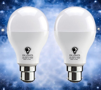 mg lights 12 W Basic Arbitrary B22 LED Bulb(White, Pack of 2)