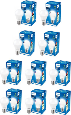 PHILIPS 5 W Basic Round E27 LED Bulb(White, Pack of 10)
