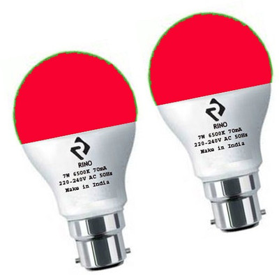 rino 7 W Basic Standard B22 LED Bulb(Red, Pack of 2)