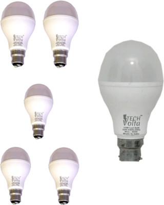 Techvolta 15 W, 12 W Basic Round B22 LED Bulb(White, Pack of 6)