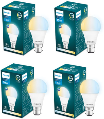 PHILIPS 10 W Multi Watt Round B22 LED Bulb(Multicolor, Pack of 4)