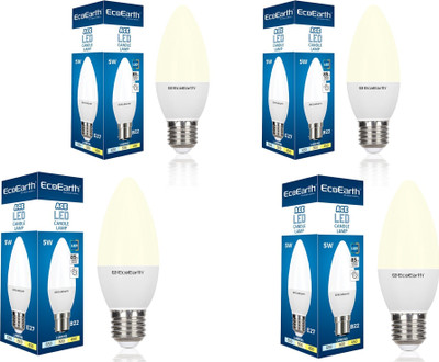 ECOEARTH 5 W Basic Candle E27 LED Bulb(Yellow, Pack of 4)