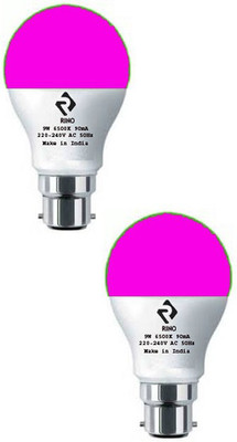 rino 9 W Basic Standard B22 LED Bulb(Pink, Pack of 2)