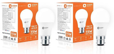 Orient Electric 15 W Basic Round B22 LED Bulb(White, Pack of 2)