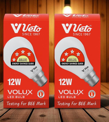 Veto 12 W Basic Round B22 LED Bulb(White, Pack of 2)