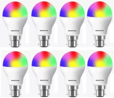 Brightstar 10 W Round B22 LED Bulb(Red, Blue, Pink, Green, Yellow, White, Purple, Multicolor, Pack of 8)
