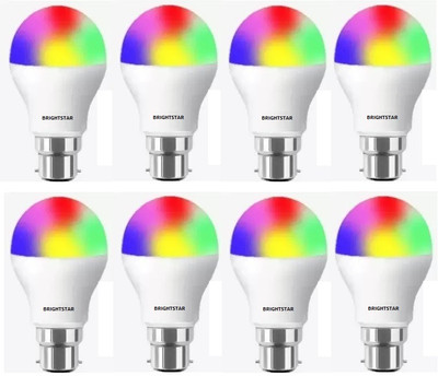 Brightstar 9 W Basic Round B22 LED Bulb(Multicolor, Pack of 8)