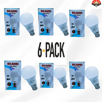 Bilbari 9 W Basic Round B22 LED Bulb(White, Pack of 6)
