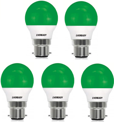 EVEREADY 2.5 W Basic Standard B22 LED Bulb(Green, Pack of 5)