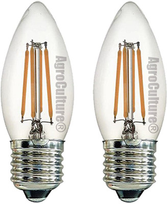 AgroCulture 4 W Basic Candle E26 LED Bulb(Yellow, Pack of 2)