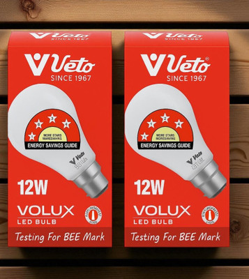 Veto 12 W Basic Round B22 LED Bulb(White, Pack of 2)