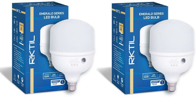 RKTIL 50 W Basic Round B22 LED Bulb(White, Pack of 2)