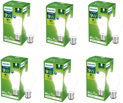 PHILIPS 9 W Basic Standard B22 Decorative Bulb(White, Pack of 6)