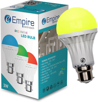empire electrotech 3 W Basic Round B22 LED Bulb(Yellow)