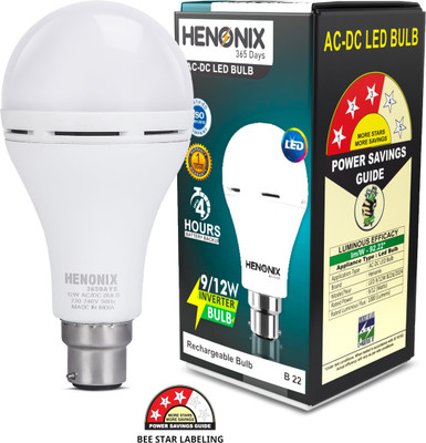 HENONIX 12 W Inverter Round B22 Inverter Bulb(White)