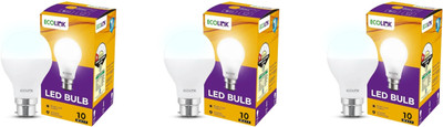 EcoLink 10 W Basic Round B22 LED Bulb(White, Pack of 3)