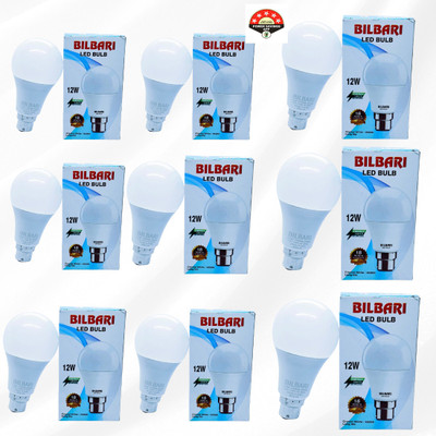 Bilbari 12 W Basic Round B22 LED Bulb(White, Pack of 9)