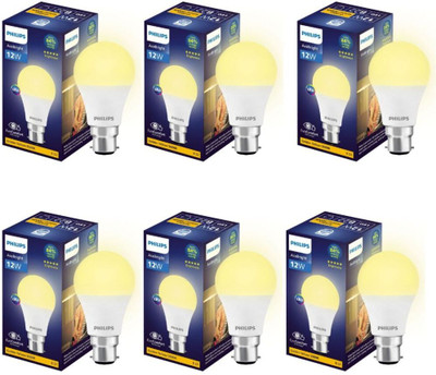 PHILIPS 12 W Basic Round B22 LED Bulb(Yellow, Pack of 6)