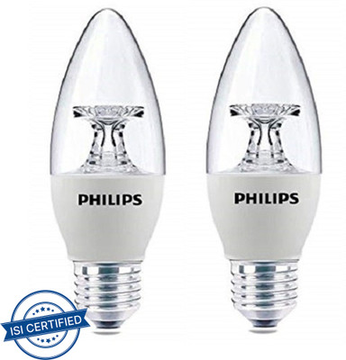 PHILIPS 4 W Basic Candle E27 LED Bulb(Yellow, Pack of 2)