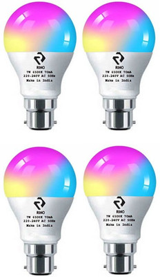rino 7 W Basic Standard B22 LED Bulb(RGB, Pack of 4)
