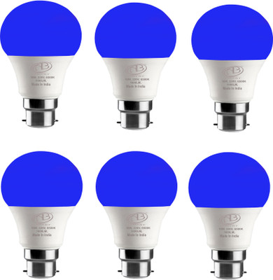 ambert 10 W Eye Safety Compliance Round B22 LED Bulb(Blue, Pack of 6)