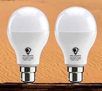 mg lights 12 W Basic Arbitrary B22 LED Bulb(White, Pack of 2)