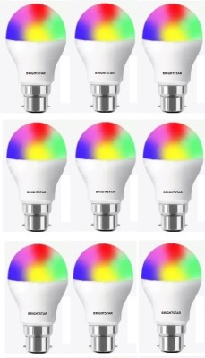 Brightstar 9 W Round B22 LED Bulb(Red, Blue, Pink, Orange, Green, Yellow, White, Pack of 9)