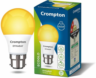Crompton 5 W Basic Standard B22 LED Bulb(Yellow)