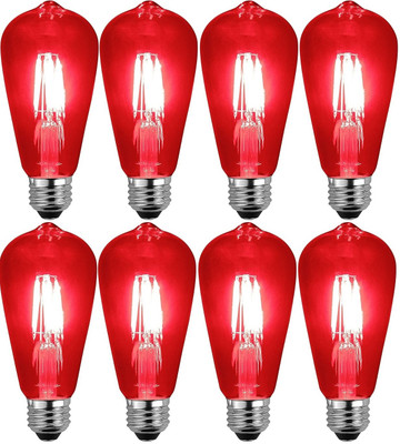 Baslash 4 W Basic Standard E27 LED Bulb(Red, Pack of 8)
