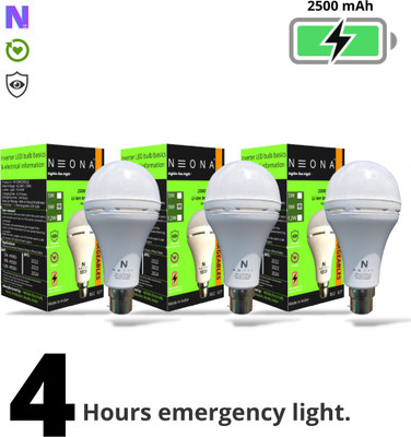 NEONA 9 W Inverter Round B22 Inverter Bulb(White, Pack of 3)