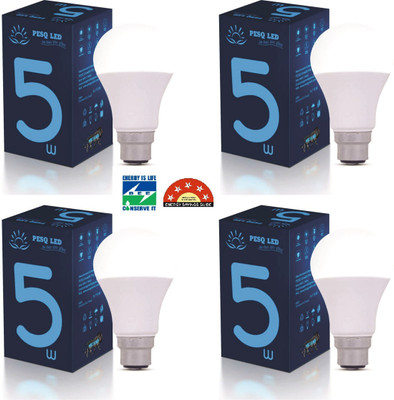 PESQ 5 W Basic Round B22 LED Bulb(White, Pack of 4)