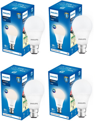 PHILIPS 10 W Basic Standard B22 LED Bulb(White, Pack of 4)